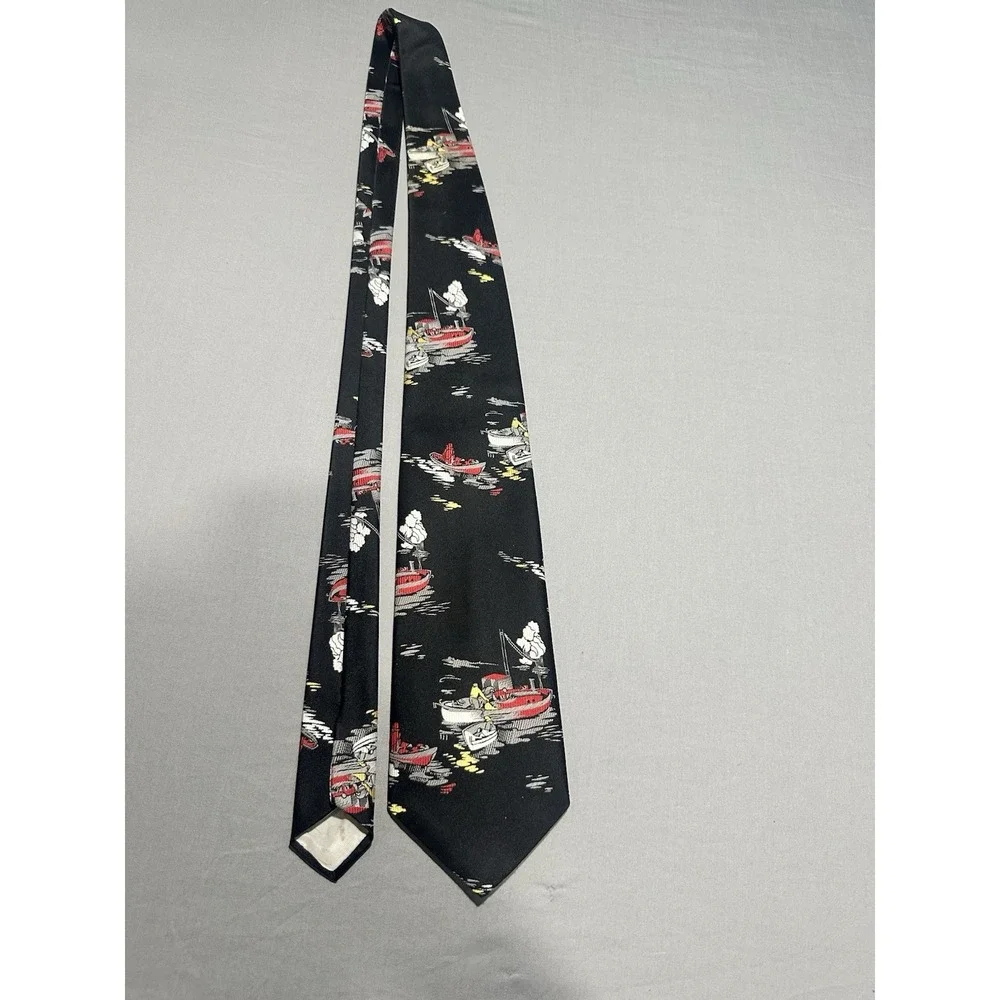 VTG San Remo Black Fishing Boat Novelty Neck Tie